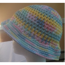 Handmade crochet women&apos;s 100% cotton multi rainbow color very cute sun hat.  eb-37220785